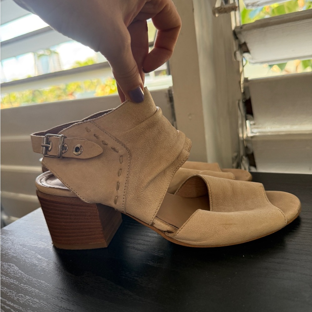 Chic Soft Leather Beige Women's Heeled Sandals